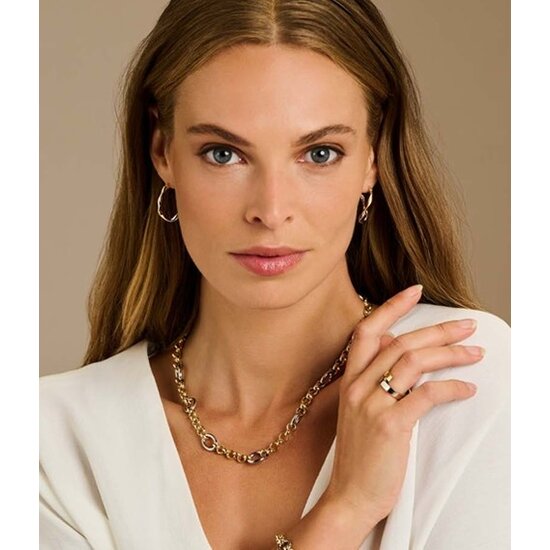 Fjory FJORY 41-J07T45 Jasseronschakel collier met ovaal tussenoog 14krt bicolor met zilveren kern