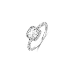 TI SENTO MILANO 12389ZI Zilver gerhodineerde ring, vierkante zirconia