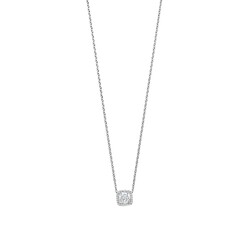 TI SENTO MILANO 34104ZI Zilver gerhodineerd collier, hanger vierkante zirconia