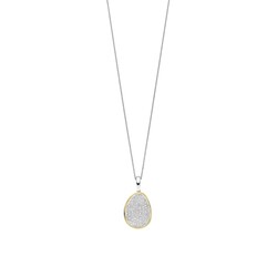 TI SENTO MILANO 6847ZY Zilver gerhodineerde cliphanger, ovaal verguld, zirconia's