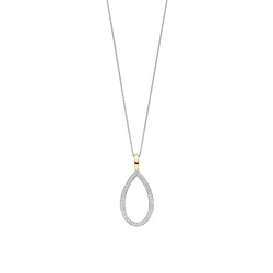 TI SENTO MILANO 6850ZY Zilver gerhodineerde cliphanger, vergulde clip, open druppelvorm