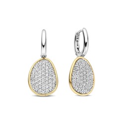 TI SENTO MILANO 78027ZY Zilver gerhodineerde klapcreolen, vast, ovaal verguld
