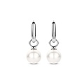 Ti Sento Milano TI SENTO MILANO 7848WP Zilver gerhodineerde ovale klapcreolen, met oorbedels witte parel 10 mm