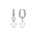 Ti Sento Milano TI SENTO MILANO 7848WP Zilver gerhodineerde ovale klapcreolen, met oorbedels witte parel 10 mm