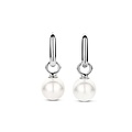 Ti Sento Milano TI SENTO MILANO 7848WP Zilver gerhodineerde ovale klapcreolen, met oorbedels witte parel 10 mm