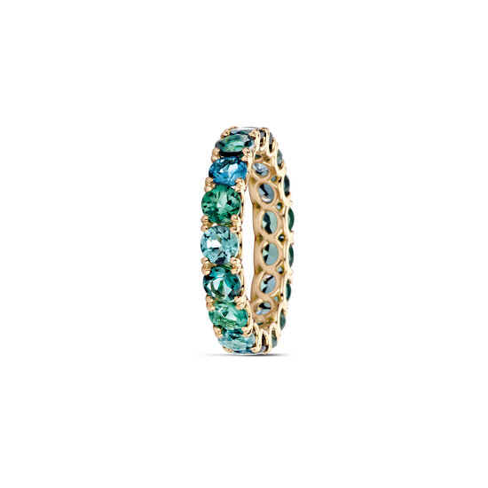 by R&C R&C Romance R5010GTGG 18krt geelgouden ring Lovely model 5010-20 met groene tourmalijn rondom gezet