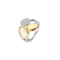 TI SENTO MILANO 12387MW Zilver gerhodineerde ring, 2-ledig met 3 topstukjes