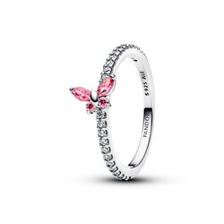 PANDORA 194269C02 Butterfly sterling silver ring with fancy pink zirconia