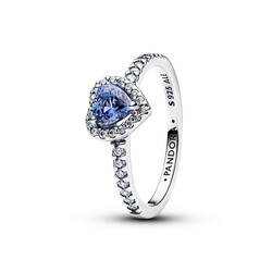 PANDORA 198421C05 Heart sterling silver ring with cornflower blue crystal