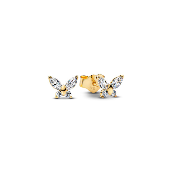 Pandora PANDORA SHINE 264264C01 Butterfly 14k gold-plated stud earrings with zirconia