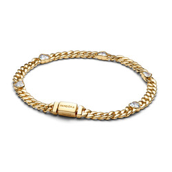 PANDORA SHINE 564226C01 Heart cuban chain 14k gold-plated bracelet