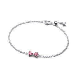 PANDORA 594234C01 Bow sterling silver bracelet with fancy pink zirconia