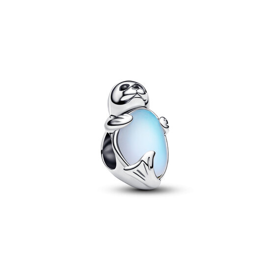 Pandora PANDORA 794146C01 Seal sterling silver charm with black enamel and crystal and moonstone iridescent glass