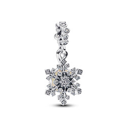 PANDORA 794142C01 Snowflake and star sterling silver double dangle