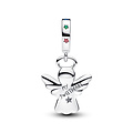 Pandora PANDORA 794247C01 Gingerbread angel sterling silver dangle with red zirconia, red/green/blue crystal and brown enamel