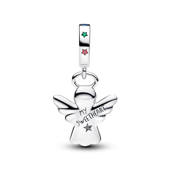 Pandora PANDORA 794247C01 Gingerbread angel sterling silver dangle with red zirconia, red/green/blue crystal and brown enamel