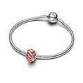 Pandora PANDORA 794252C01 Candy sterling silver charm with red and white Murano glass and white, red and green enamel