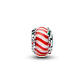 Pandora PANDORA 794252C01 Candy sterling silver charm with red and white Murano glass and white, red and green enamel
