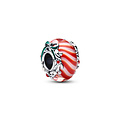 Pandora PANDORA 794252C01 Candy sterling silver charm with red and white Murano glass and white, red and green enamel