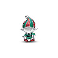 Pandora PANDORA 794294C01 Moveable elf sterling silver charm with glittery red, green, black and pink enamel