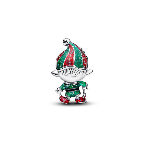 Pandora PANDORA 794294C01 Moveable elf sterling silver charm with glittery red, green, black and pink enamel