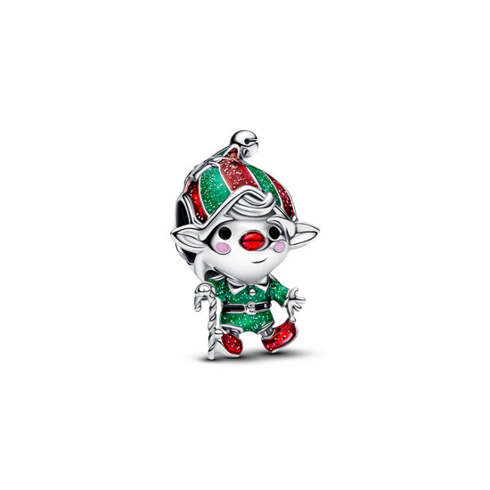 Pandora PANDORA 794294C01 Moveable elf sterling silver charm with glittery red, green, black and pink enamel