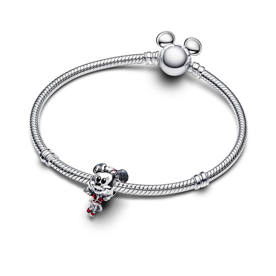 Pandora PANDORA DISNEY 794218C01 Minnie Mouse sterling silver charm with glittery black and red enamel