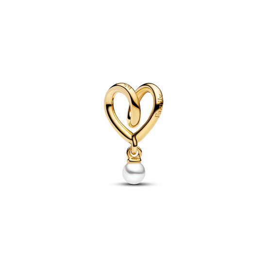 Pandora PANDORA SHINE 764138C01 Wrapped heart 14k gold-plated charm with white lacquered artificial pearl