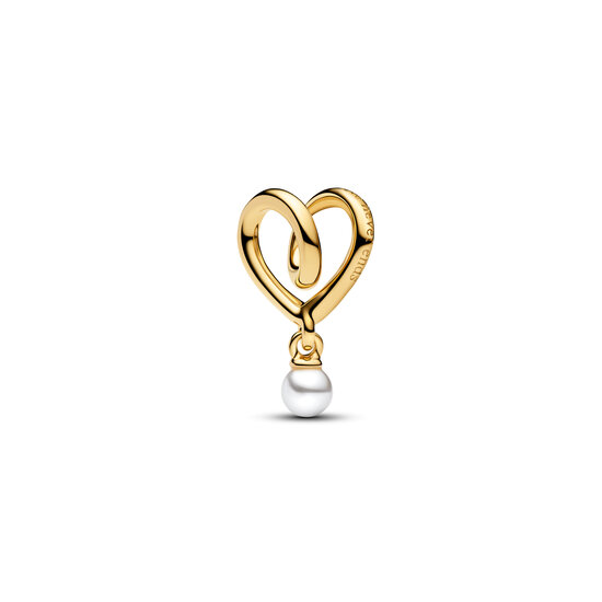 Pandora PANDORA SHINE 764138C01 Wrapped heart 14k gold-plated charm with white lacquered artificial pearl