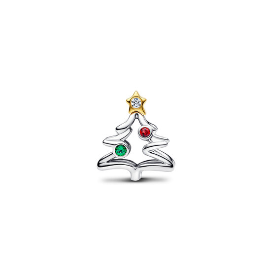 Pandora PANDORA 764248C01 Christmas tree sterling silver and 14k gold-plated charm with zirconia and salsa red and green crystal