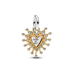 PANDORA SHINE 764141C01 Radiant heart sterling silver and 14k gold-plated dangle