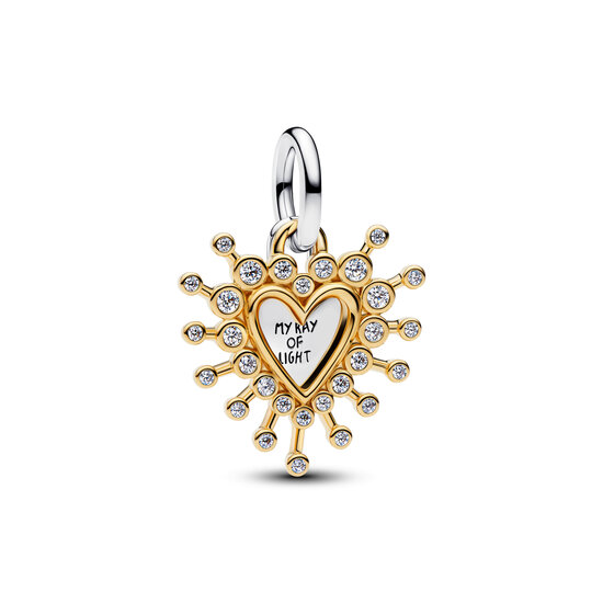 Pandora PANDORA SHINE 764141C01 Radiant heart sterling silver and 14k gold-plated dangle with zirconia, My ray of light