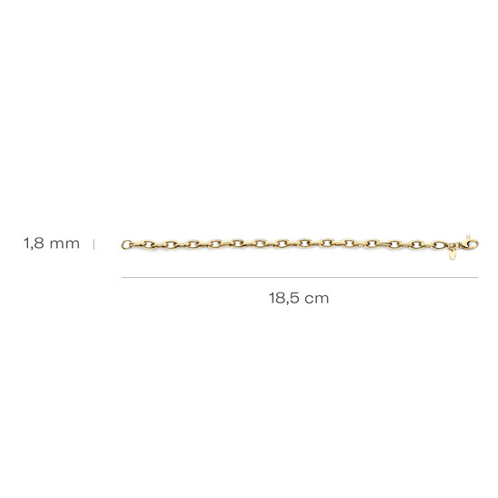 Blush BLUSH 2263YGO 14krt geelgouden schakelarmband, navetteschakels, 19 cm