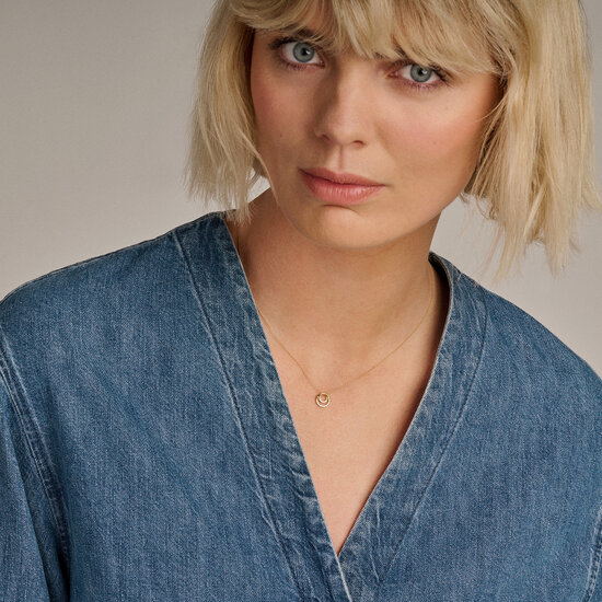 Blush BLUSH 3193YZI 14krt geelgouden collier met open rond hangertje en zirconia's