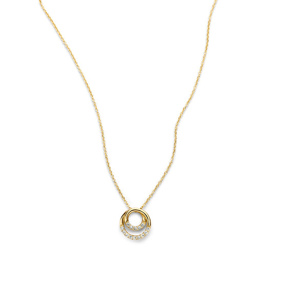 Blush BLUSH 3193YZI 14krt geelgouden collier met open rond hangertje en zirconia's