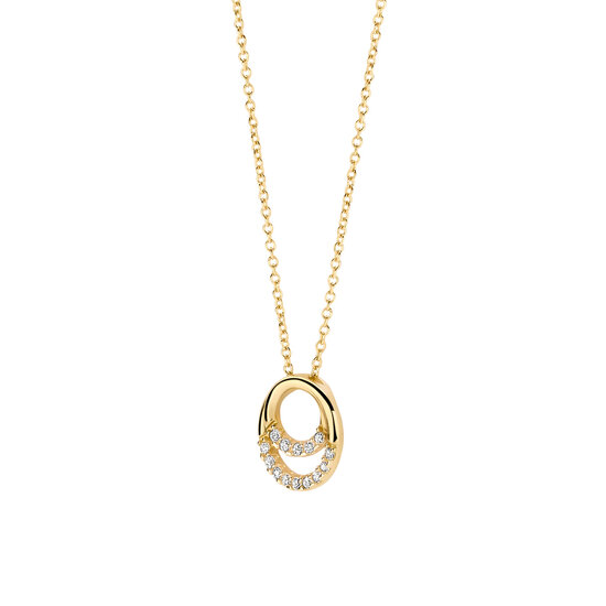 Blush BLUSH 3193YZI 14krt geelgouden collier met open rond hangertje en zirconia's
