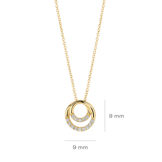 Blush BLUSH 3193YZI 14krt geelgouden collier met open rond hangertje en zirconia's