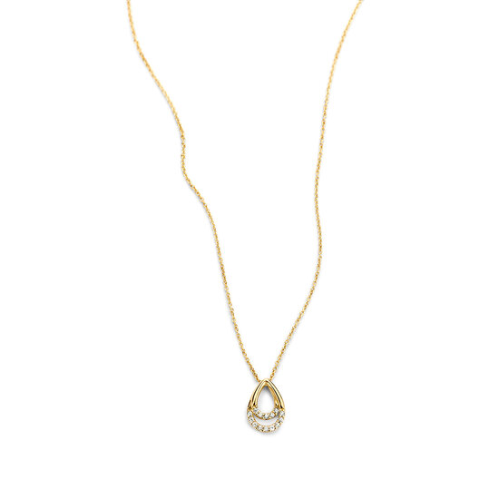Blush BLUSH 3195YZI 14krt geelgouden collier met open druppelvormig hangertje en zirconia's