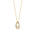 Blush BLUSH 3195YZI 14krt geelgouden collier met open druppelvormig hangertje en zirconia's