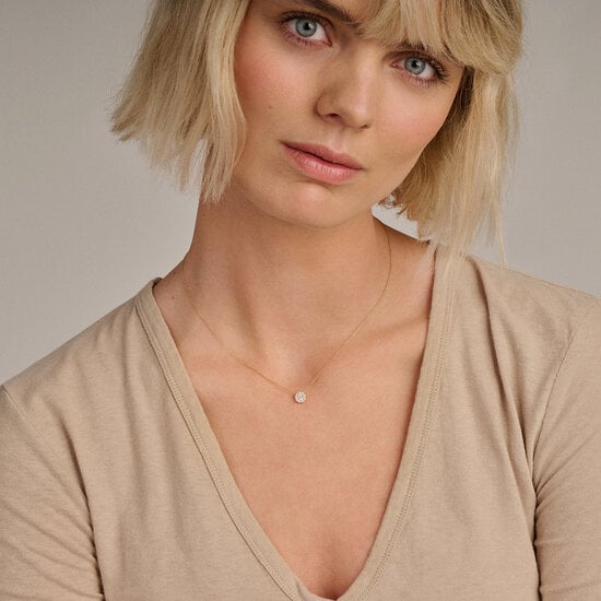 Blush BLUSH 3196YZI 14krt geelgouden collier met rond hangertje en 10 zirconia's