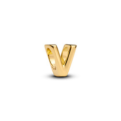 PANDORA SHINE 763968C00 14k gold-plated Letter V