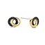 Ti Sento Milano TI SENTO MILANO 7784BY Zilver gerhodineerd met vergulde oorknoppen, 2 rondjes in elkaar, met zwarte zirconia's