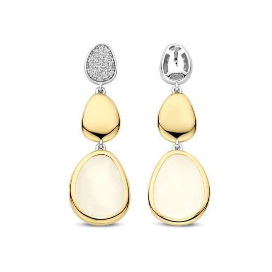 Ti Sento Milano TI SENTO MILANO 78028MW Zilver gerhodineerd met verguld oorknoppen met lange hanger, 3-delig, ovaal, zirconia's