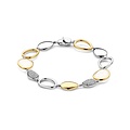 Ti Sento Milano TI SENTO MILANO 23082MW Zilver gerhodineerd met verguld ovaal schakelarmband, open en dichte schakels