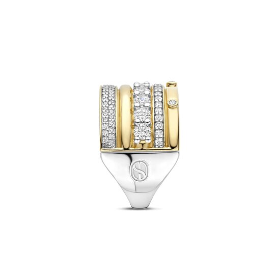 Ti Sento Milano TI SENTO MILANO 12396ZY Zilver gerhodineerd met vergulde brede ring, 5-baans met zirconia's