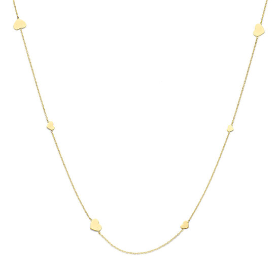 Collectie Milikan Collectie Milikan 14 Karaat Geelgouden collier met hartjes 80cm lang