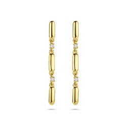 Collectie Milikan 14 Karaat Geelgouden oorknoppen met lange hangers en diamant