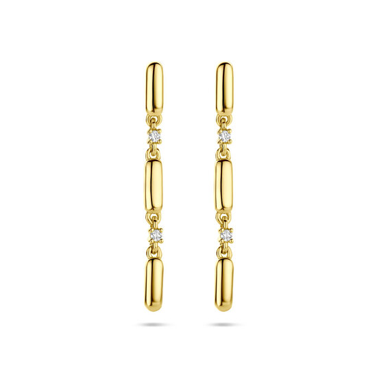 Collectie Milikan Collectie Milikan 14 Karaat Geelgouden oorknoppen met lange hangers en diamant