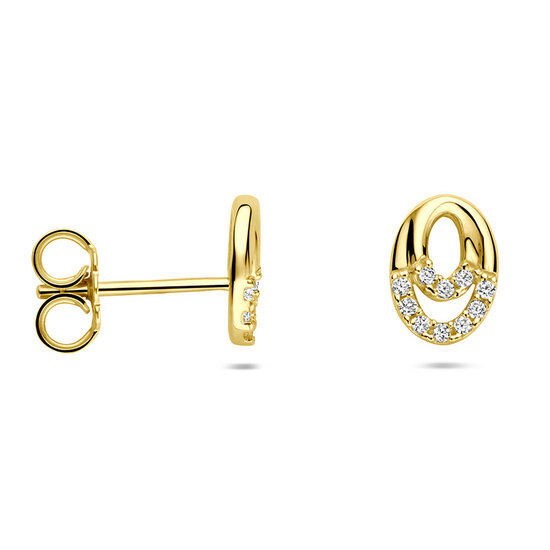 Collectie Milikan Collectie Milikan 14 Karaat Geelgouden oorknoppen ovaal met zirconia