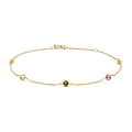 Blush BLUSH 2266YFC 14krt geelgouden armband 0.8 mm dik met 5x edelsteen: Citrien 2x/rookkwarts/rhodoliet/peridot